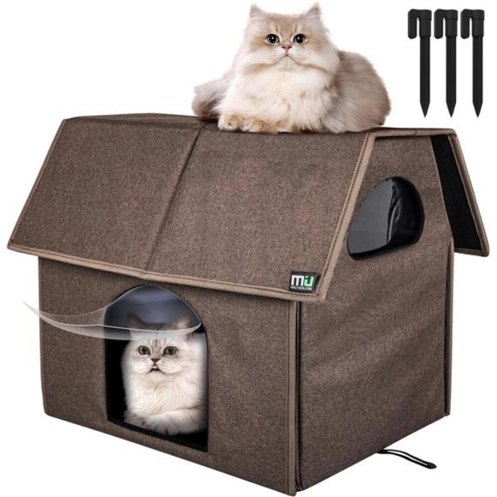 MIU Color Outdoor Cat House, Upgraded Large Weatherproof Cat Houses for
